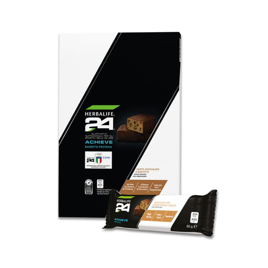 Barrette Proteiche H24 Achieve - Gusto cioccolato e biscotto